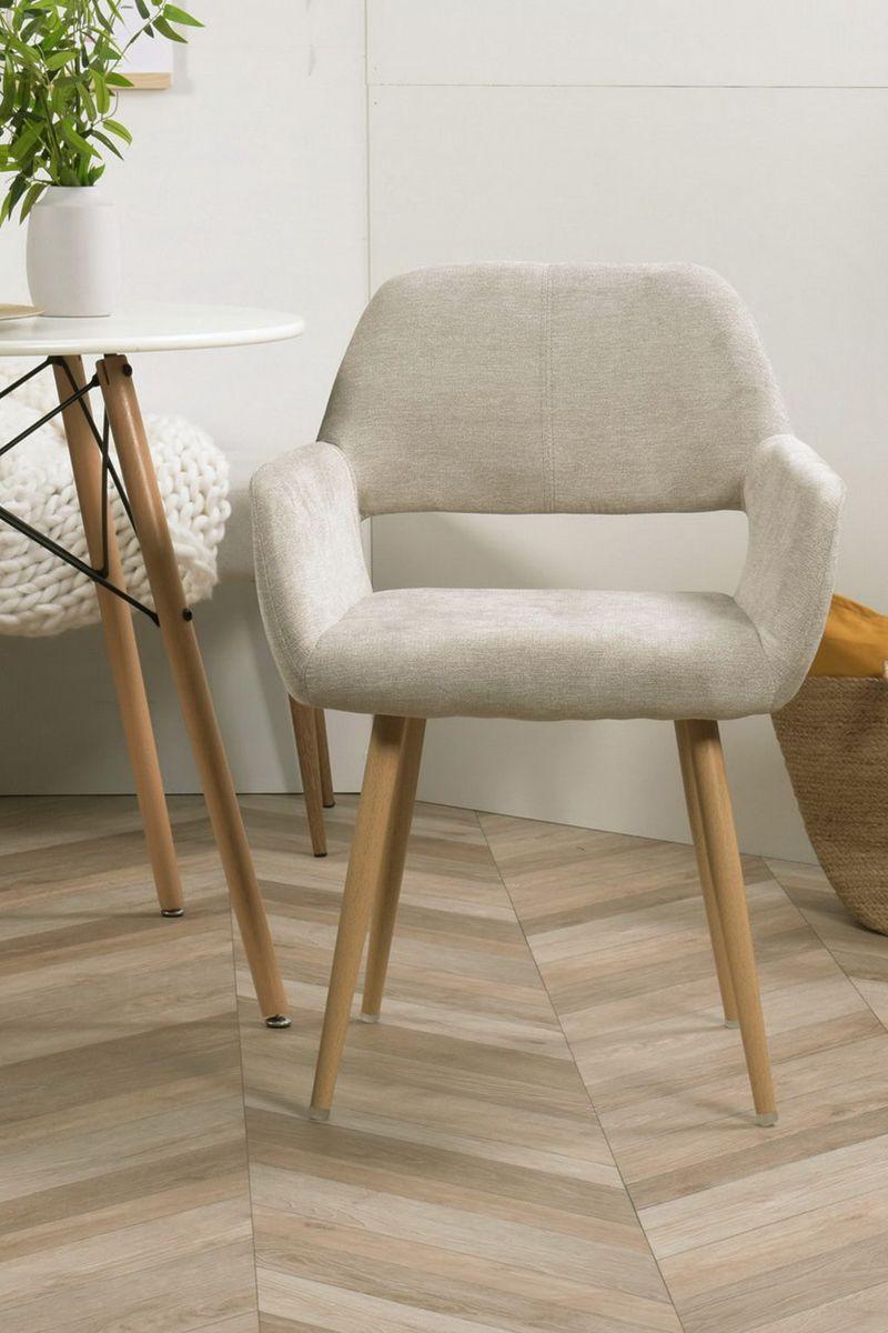 Silla Comedor Sitial Cromwell Tela Beige-1