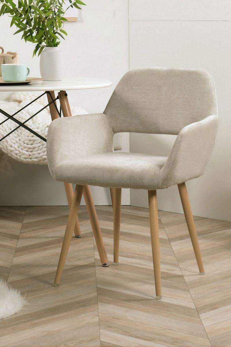 Silla Comedor Sitial Cromwell Tela Beige-5