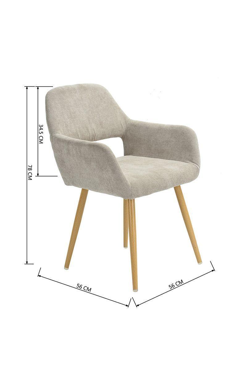 Silla Comedor Sitial Cromwell Tela Beige-2