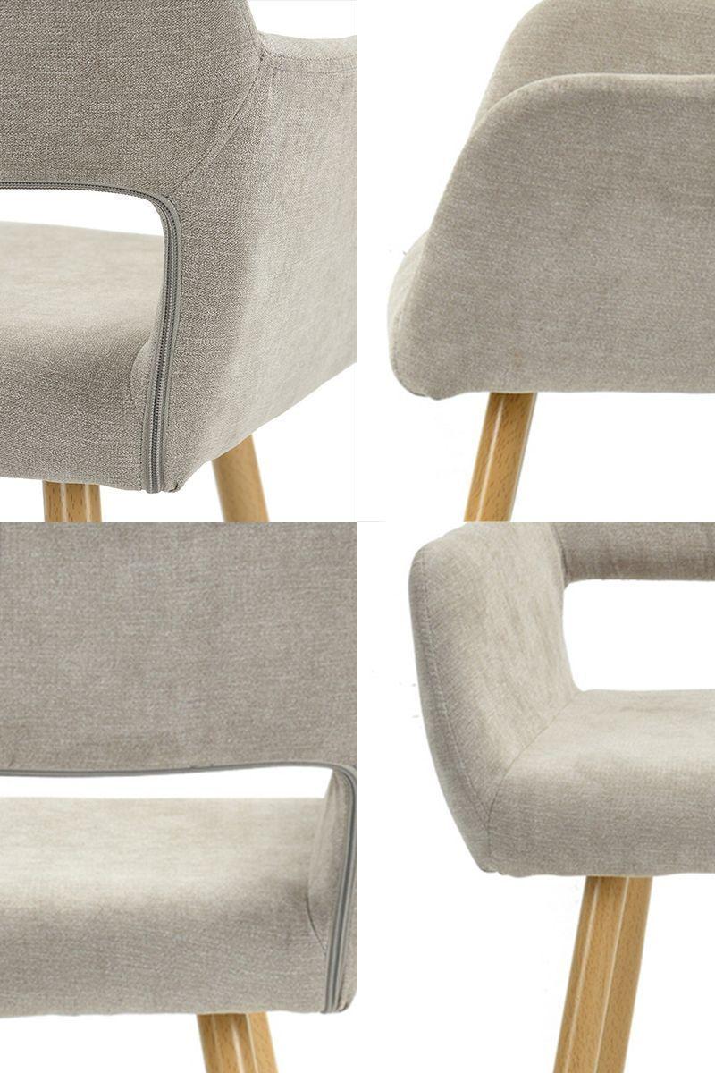 Silla Comedor Sitial Cromwell Tela Beige-4