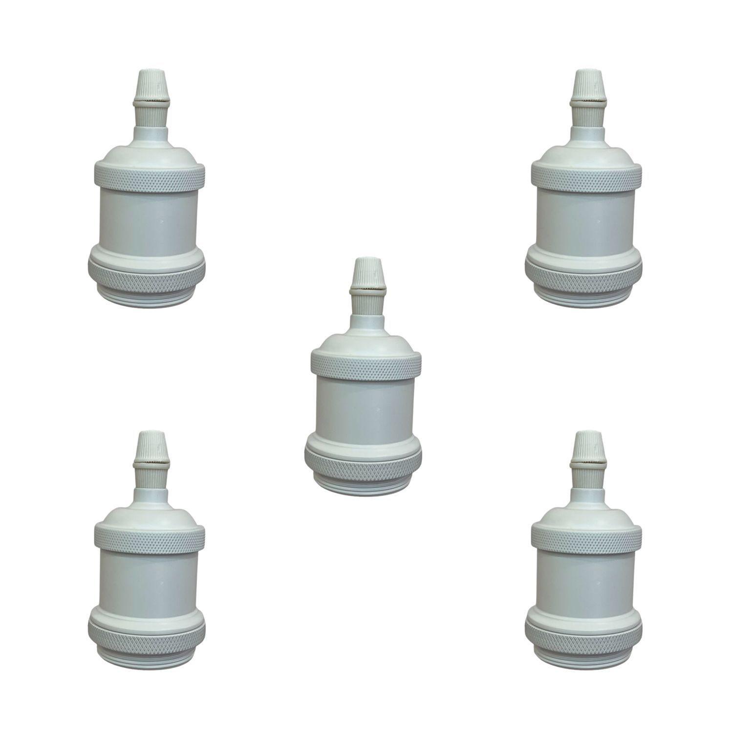 Pack 5 Soquetes E-27 Retro Blanco Vintage-0
