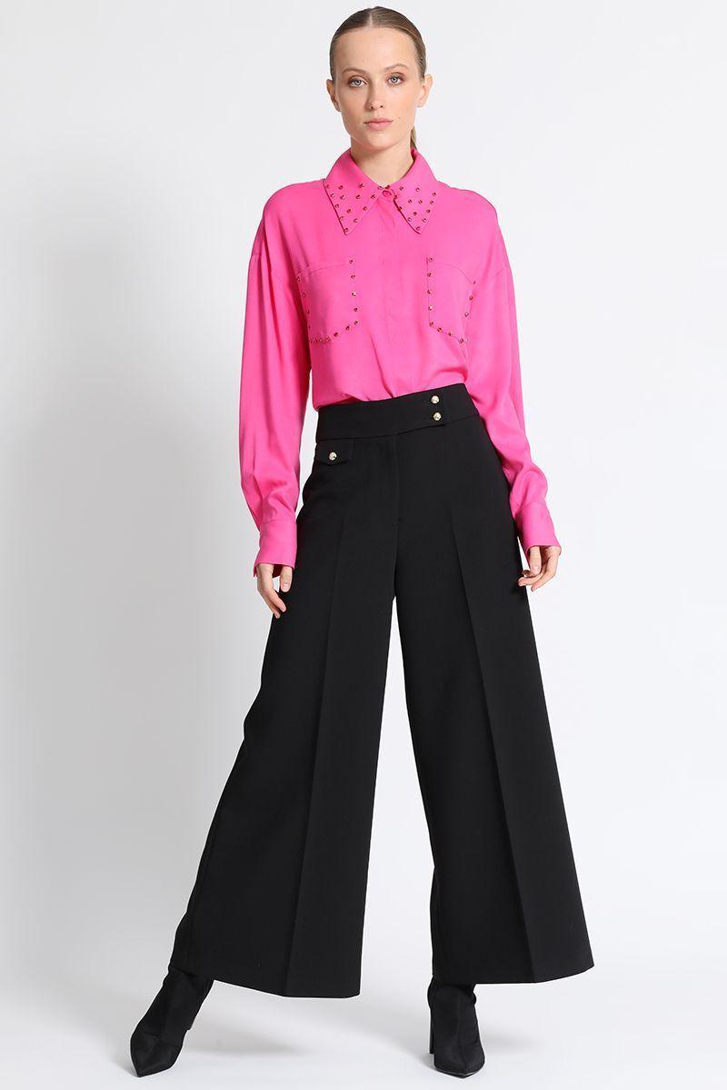 Pantalón Amplio Tiro Alto Negro Liola-0