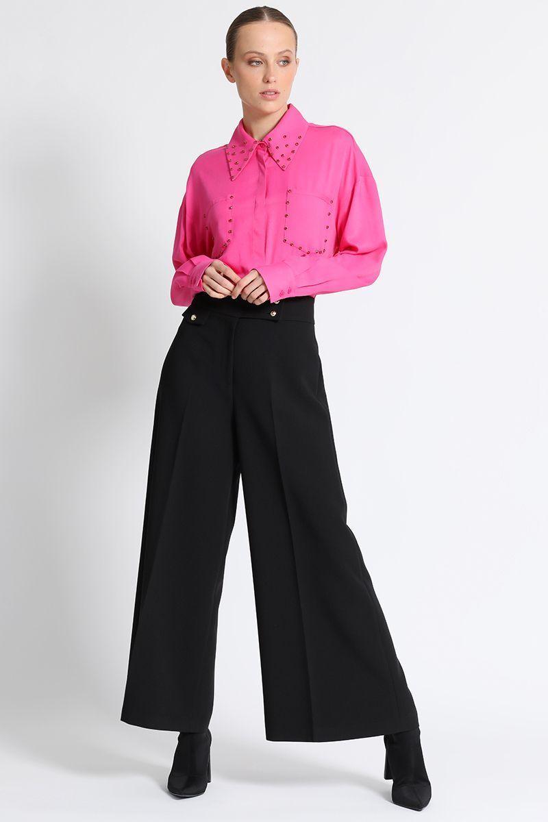 Pantalón Amplio Tiro Alto Negro Liola-1