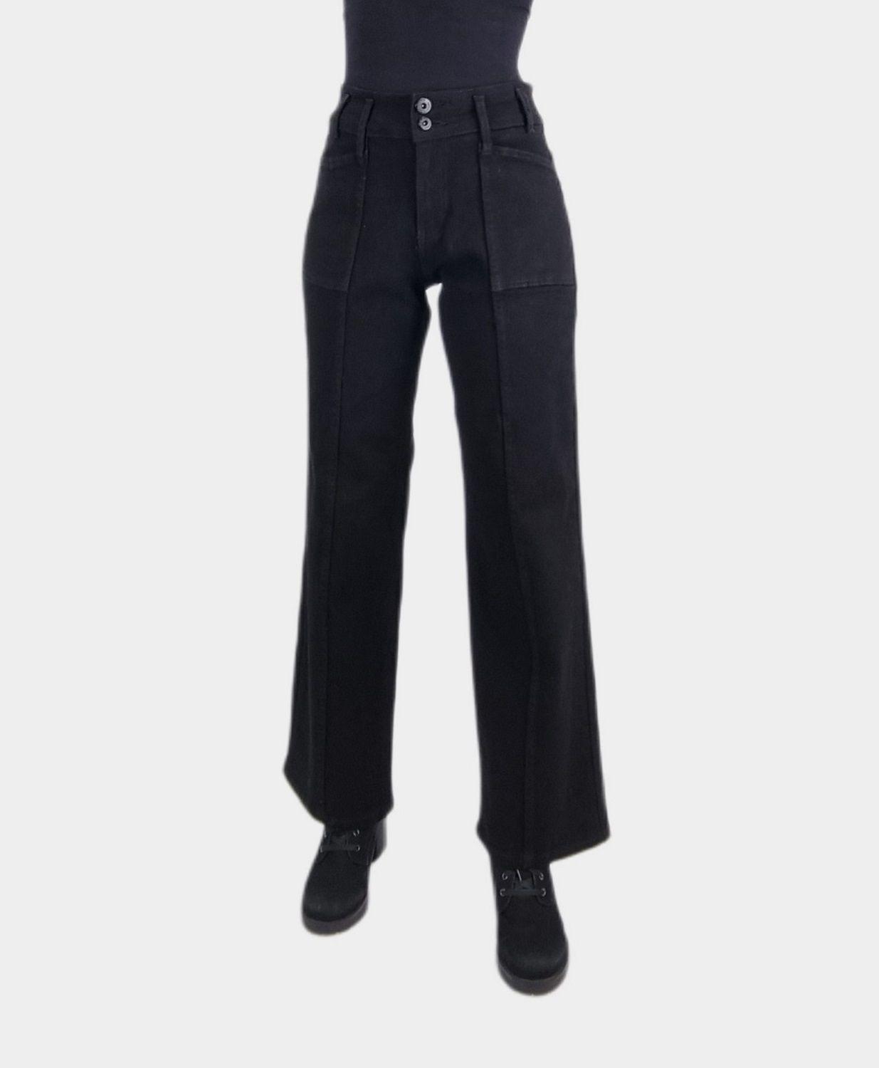 Jeans color wide leg negro-0