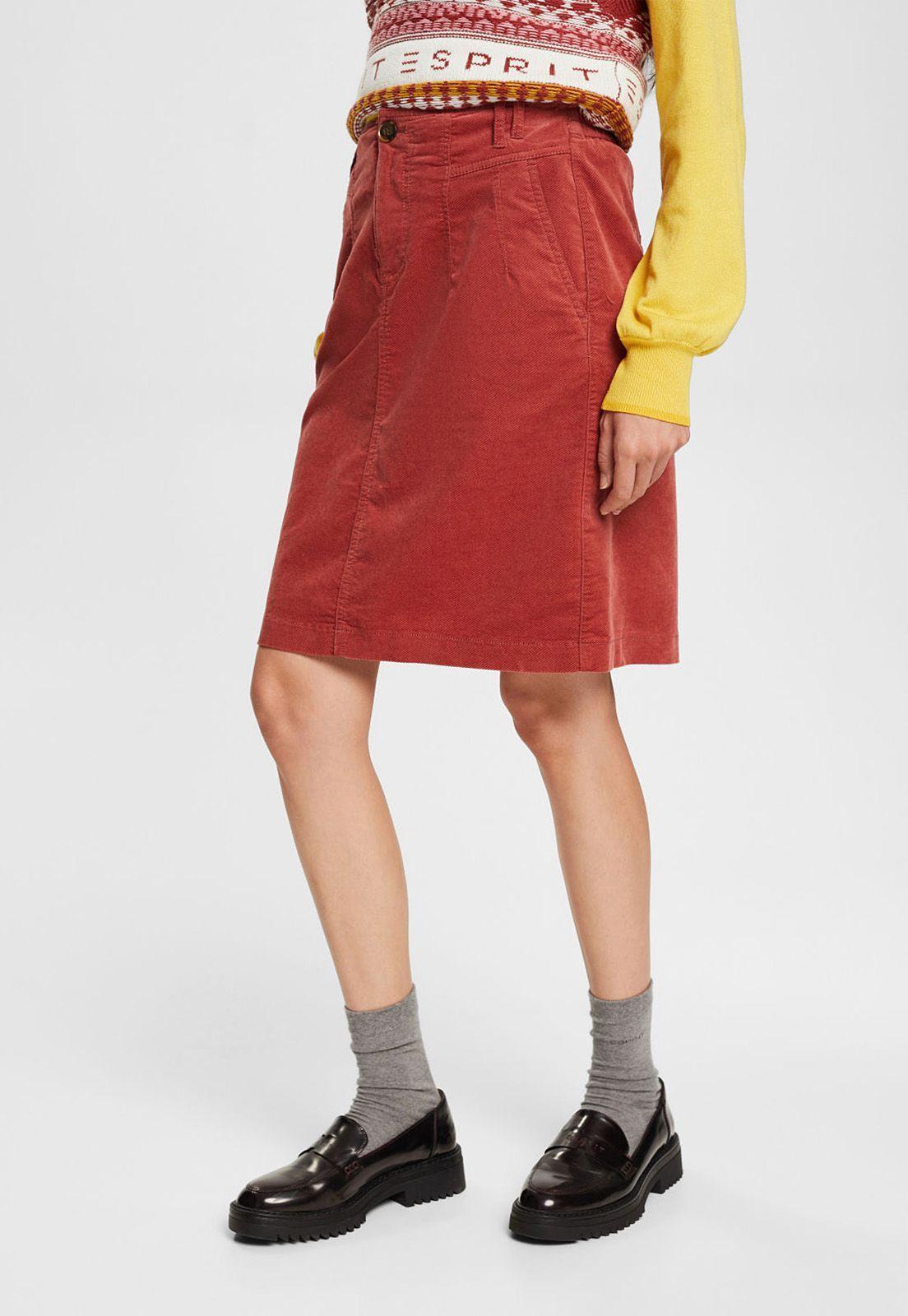Falda En Pana De Algodón Mujer Esprit-0