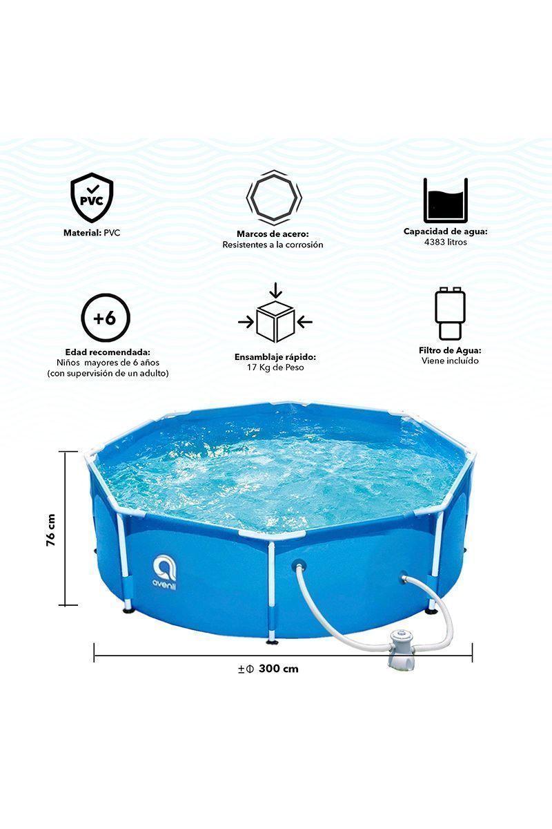 Piscina Redonda Filtro 4383Lts 76cmx300cm Celeste-2
