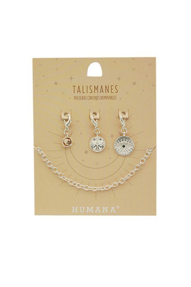 Pulsera Blanda Plateada Talismanes Ojo Humana-0