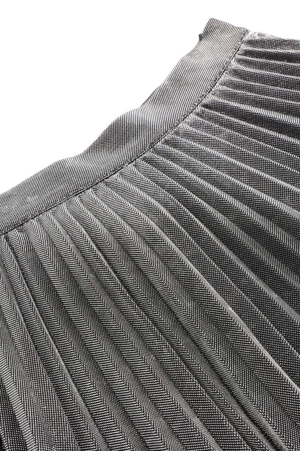 Falda Plisada Metalizada Gris Nicopoly-1