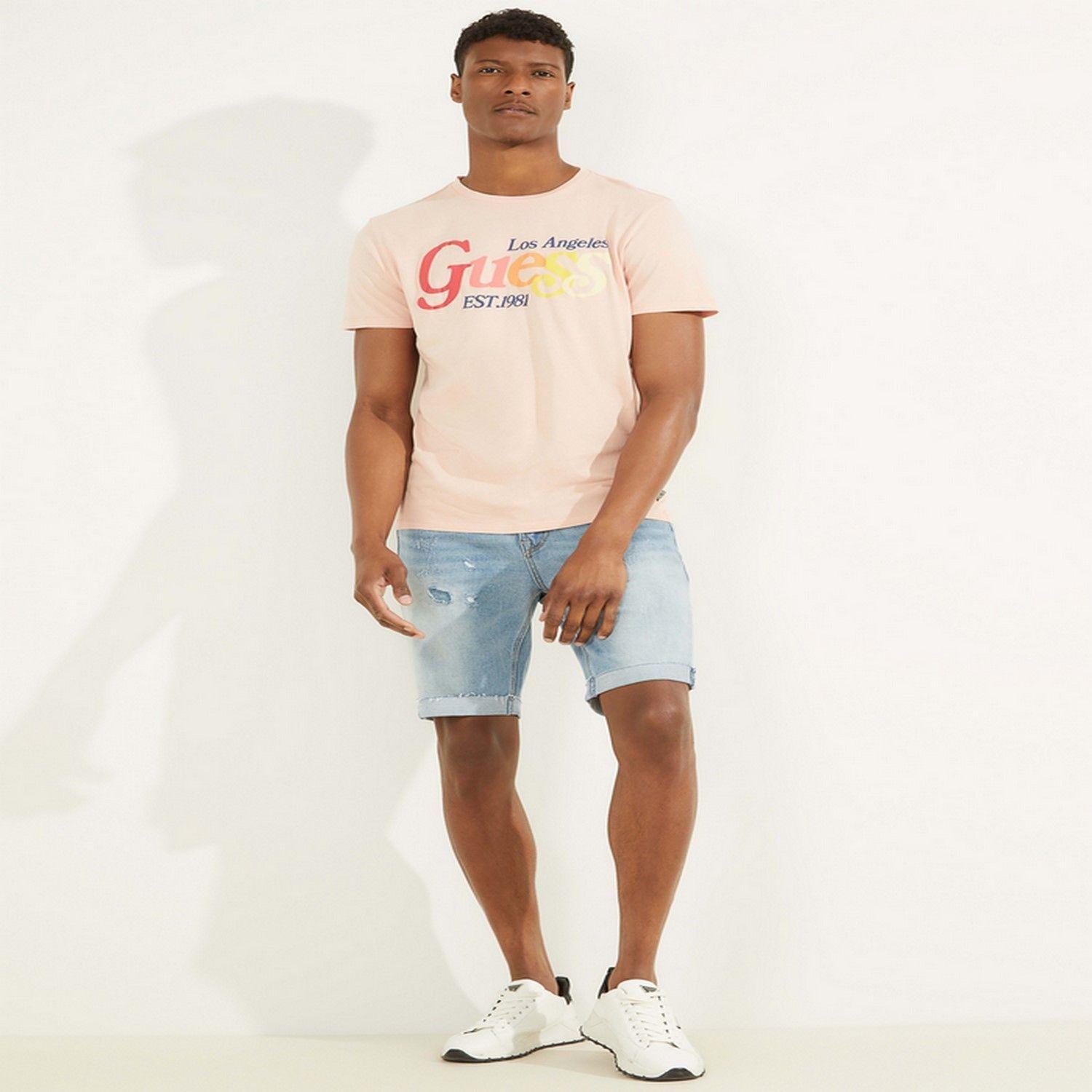 Polera Guess Ss Bsc Retro Logo Tee F6T5 ROSADO-1