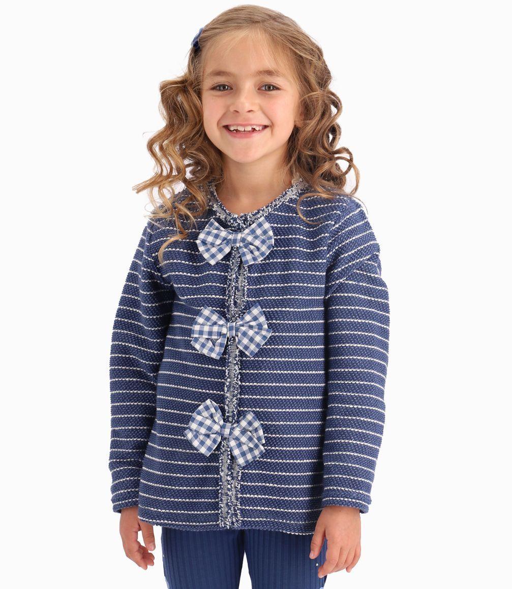 Chaqueta Con Rayas Niña Azul Marino Limonada-2