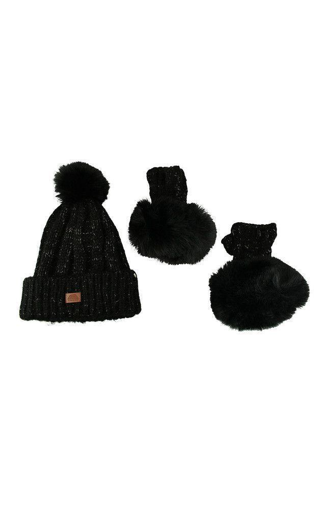 Pack Gorro + Guantes Lurex Negro Humana-0