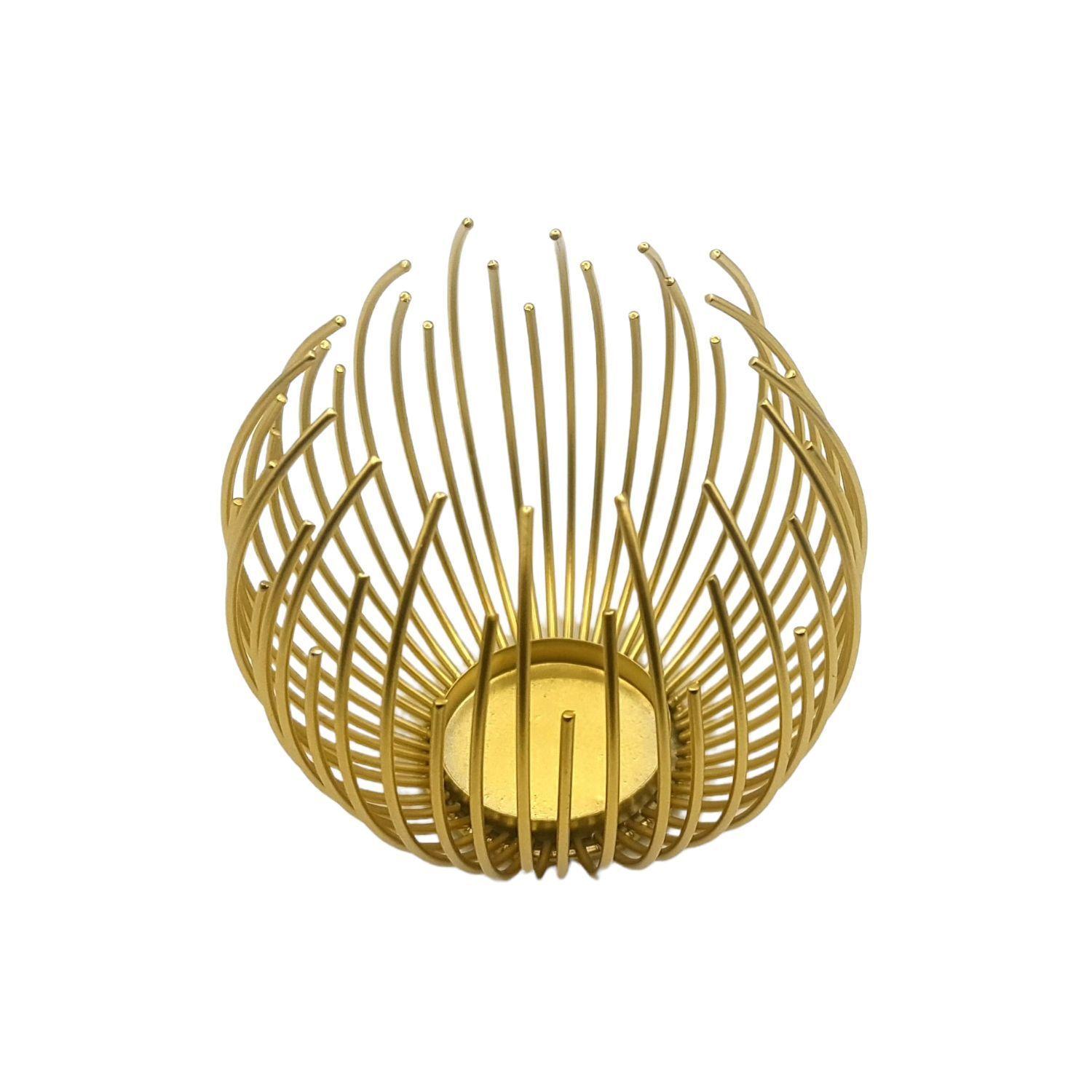 Portavela globo espigas vela flotante dorado metal-1