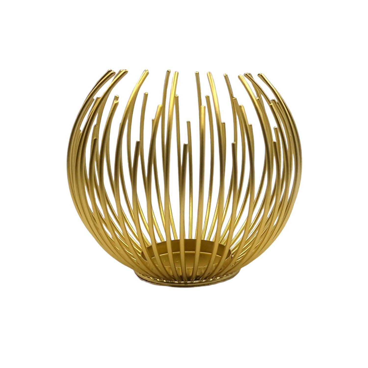 Portavela globo espigas vela flotante dorado metal-0