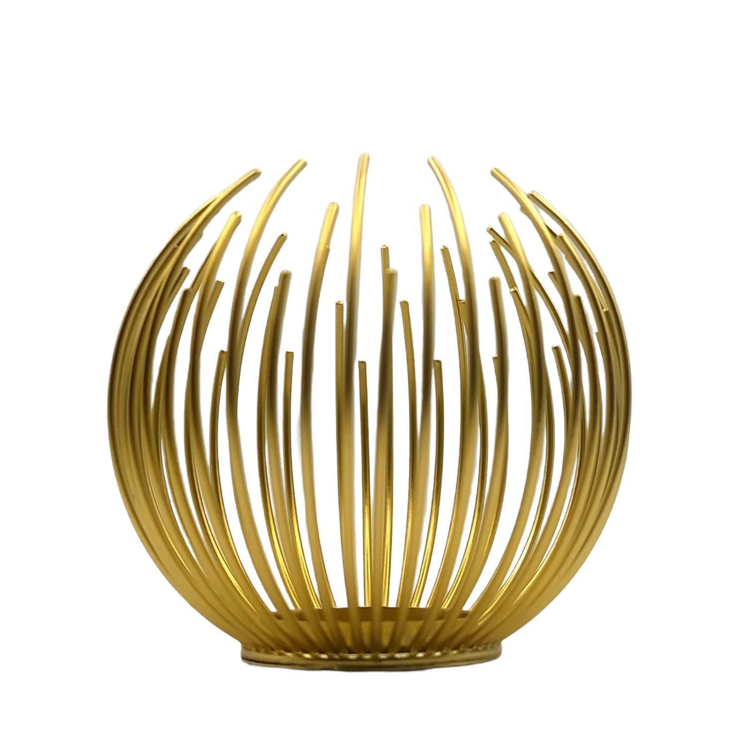 Portavela globo espigas vela flotante dorado metal-2