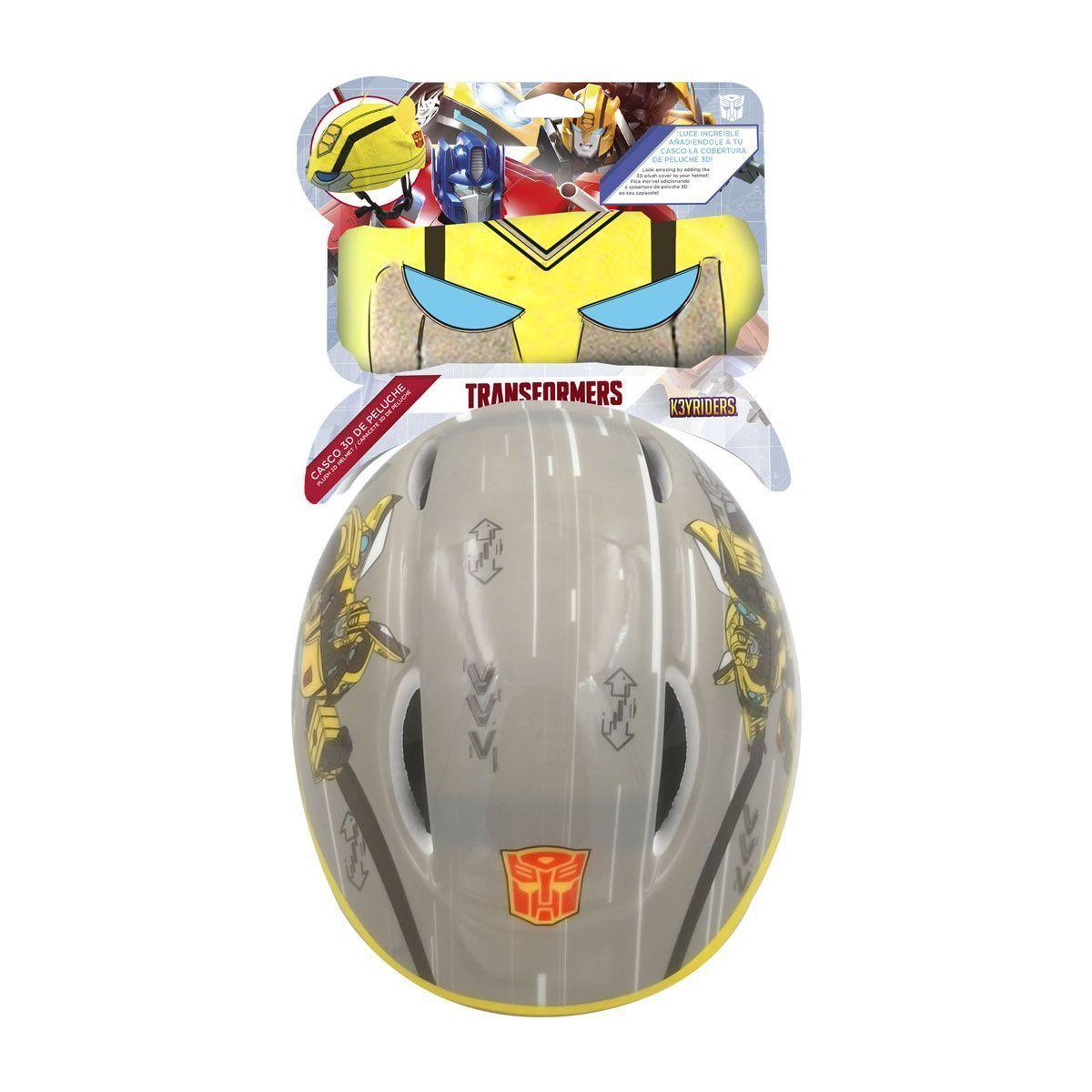 CASCO 3D BICICLETA NIÑOS - TRANSFORMERS - BUMBLEBEE - FUNDA PELUCHE - KEYRIDERS-4