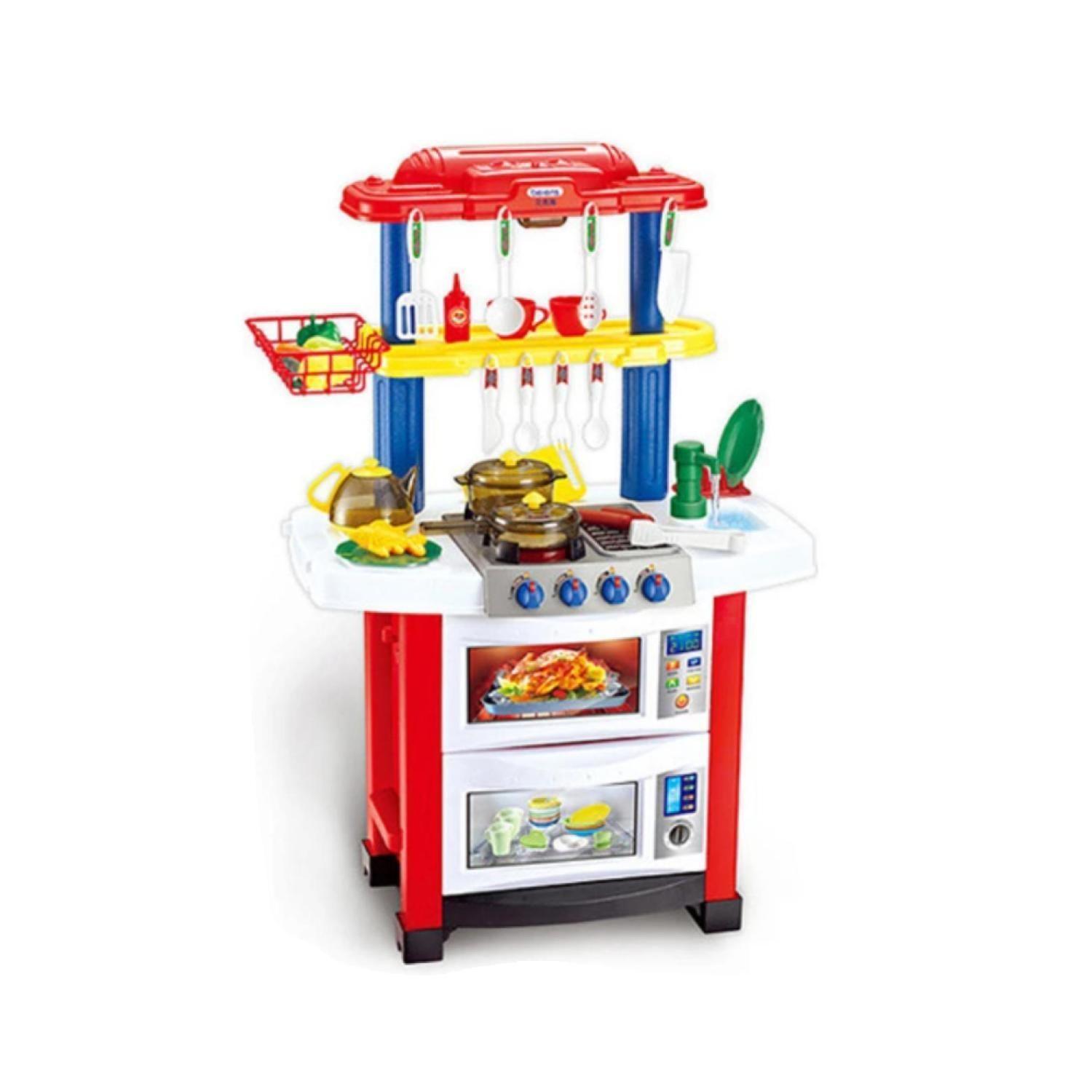 Juguete Cocina 60cm Con Luces Sonidos Y Accesorios Rojo-0