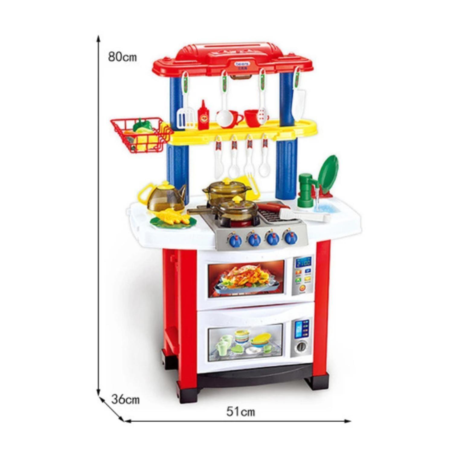 Juguete Cocina 60cm Con Luces Sonidos Y Accesorios Rojo-1