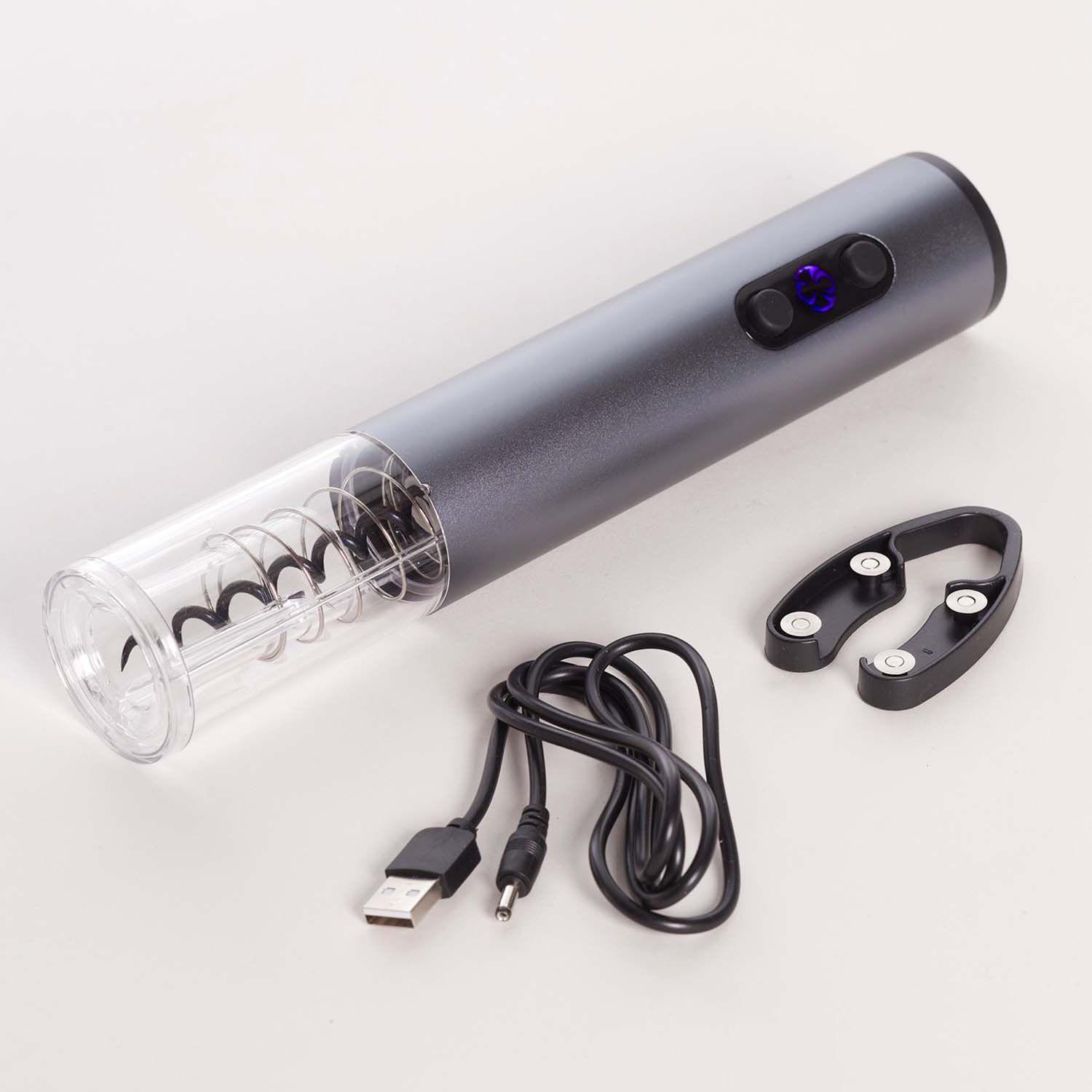 SACACORCHOS ELÉCTRICO RECARGABLE GRIS-2