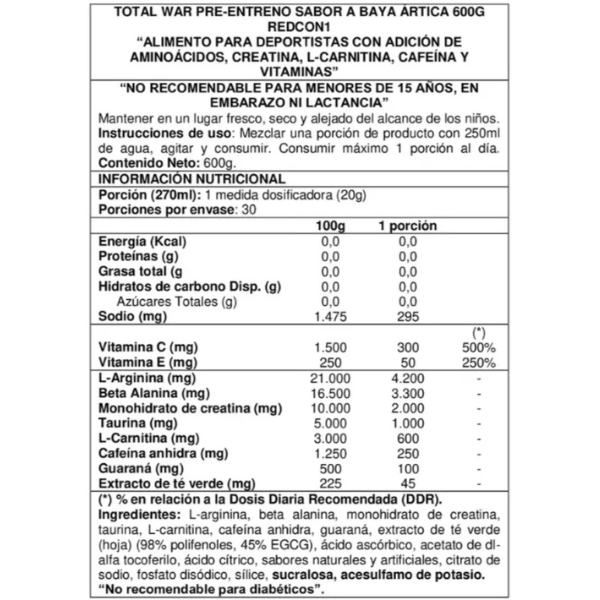 Total War Pre Workout 600gr Redcon1 ARCTIC BERRY-1