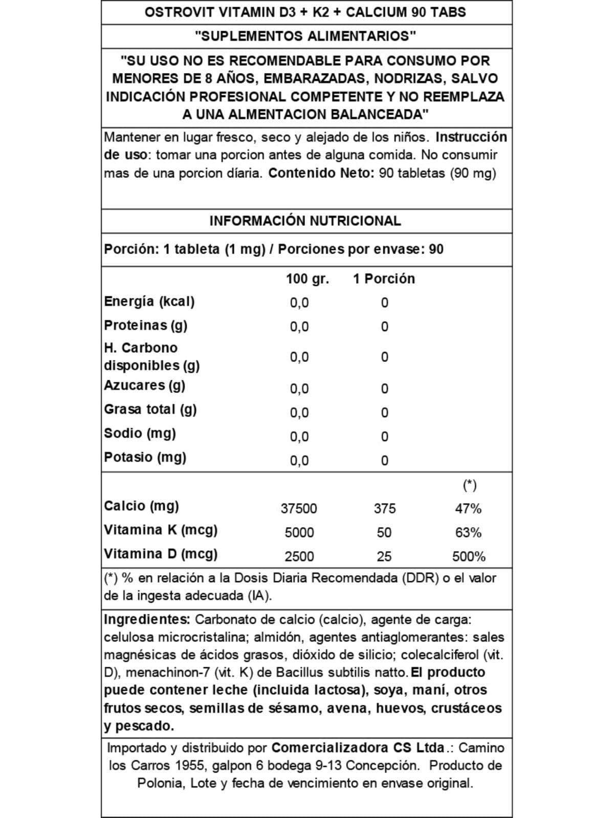 OstroVit Vitamina D3 K2 Calcium 90 tabs-2