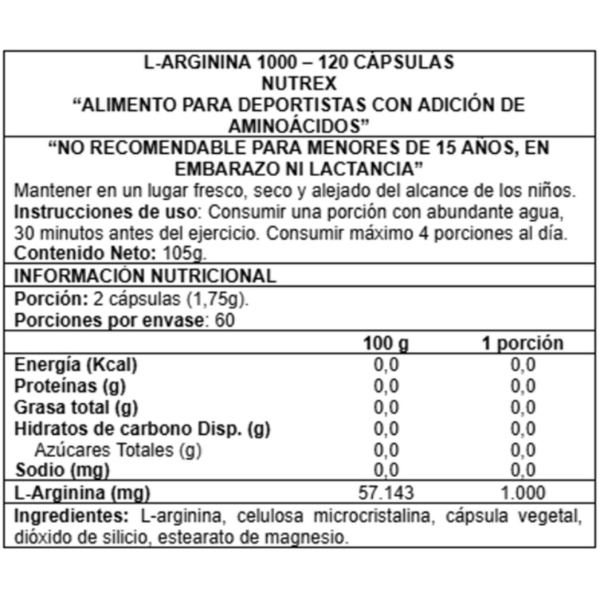 L Arginina 1000 120 Caps Nutrex-1