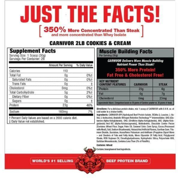 CARNIVOR Beef Protein 2 lbs 28 servicios COOKIES AND CREEMS-1