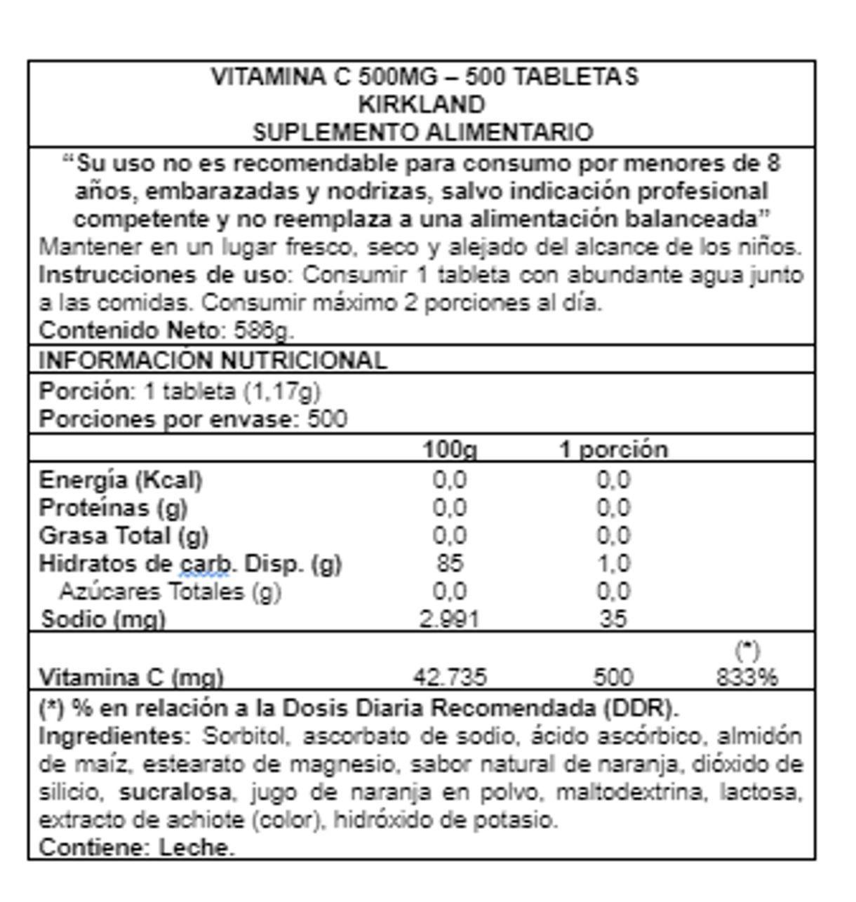 Vitamin C 500mg 500Tabs Kirkland-1