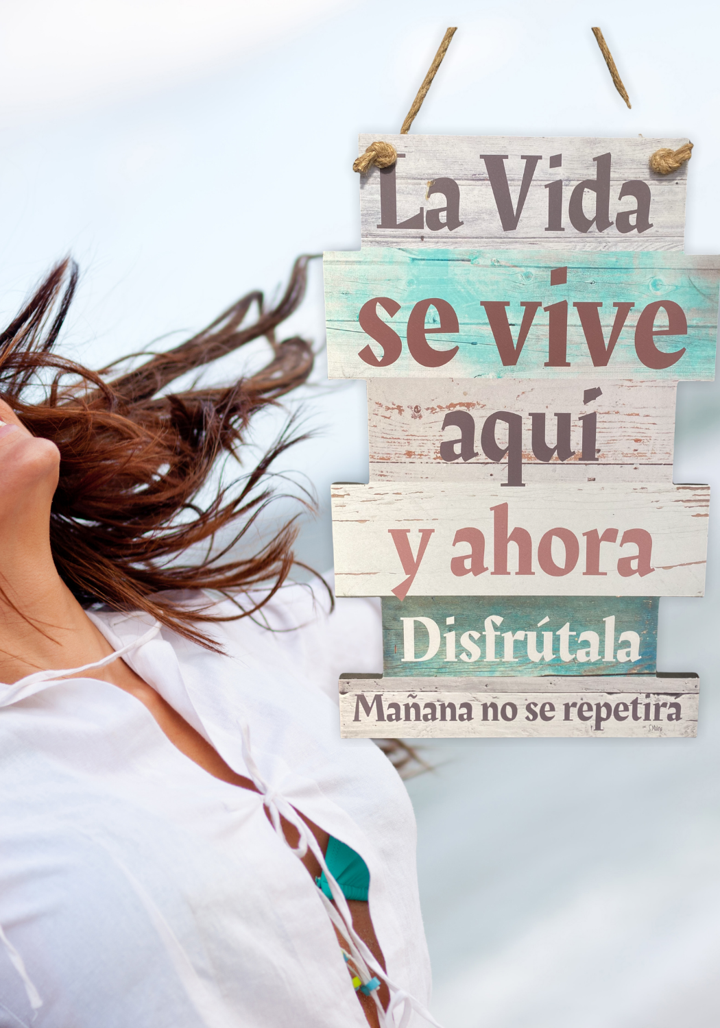 CUADRO DE MADERA "LA VIDA SE VIVE"-1