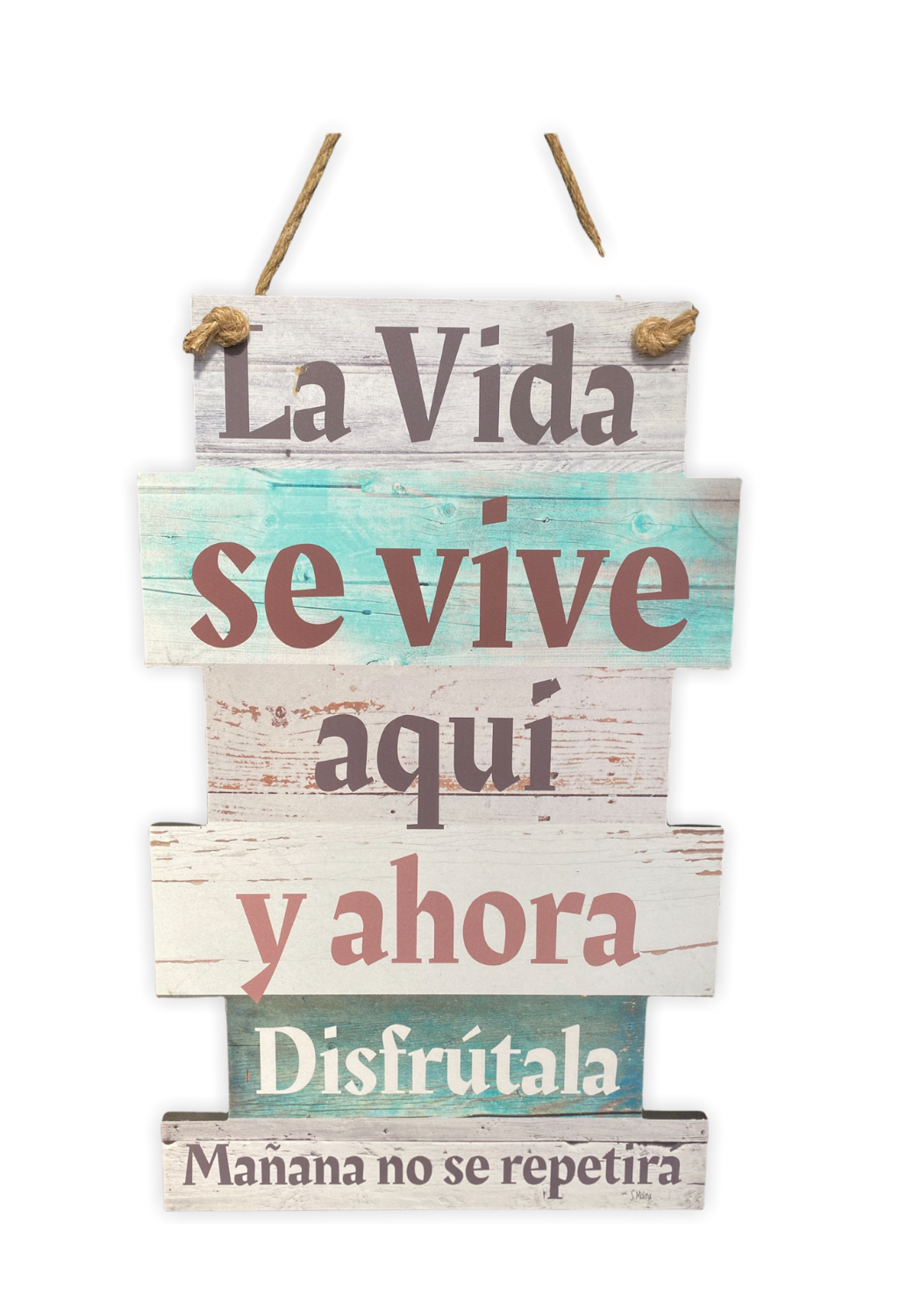 CUADRO DE MADERA "LA VIDA SE VIVE"-0