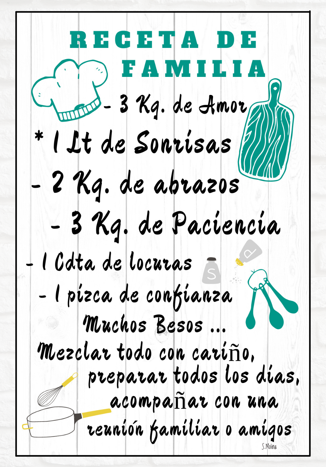 CUADRO DE MADERA "RECETA DE FAMILIA"-2