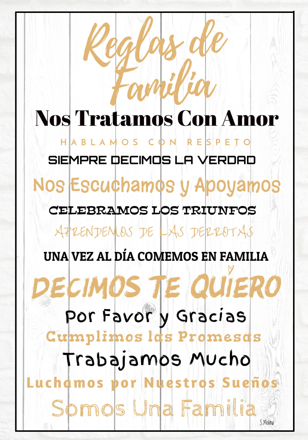 CUADRO DE MADERA "REGLAS DE FAMILIA"-2