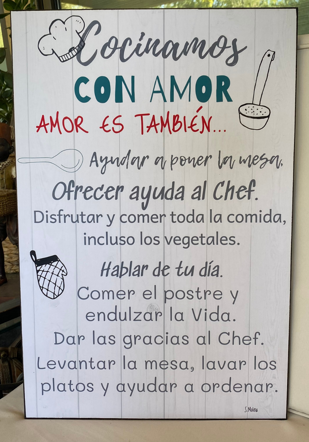 CUADRO DE MADERA "COCINAMOS CON AMOR"-3