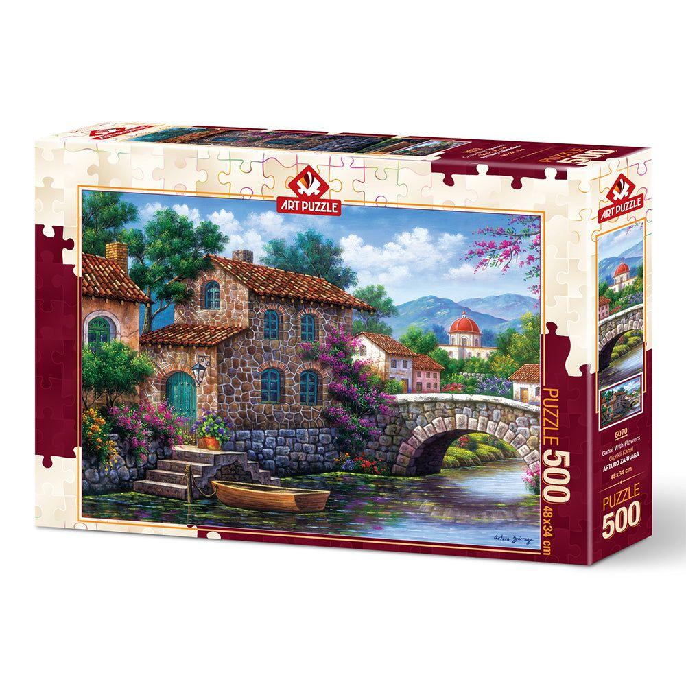 Puzzle 500 piezas - Canal With Flowers-0
