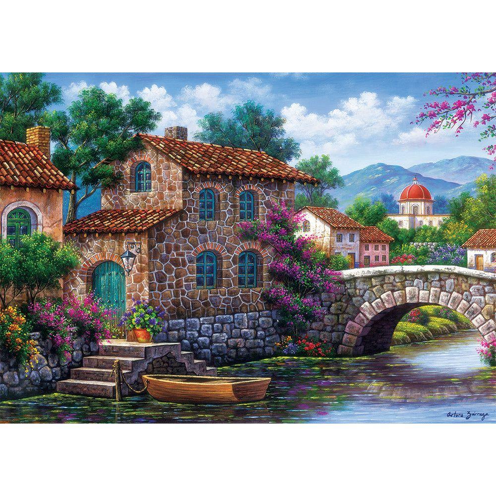 Puzzle 500 piezas - Canal With Flowers-1