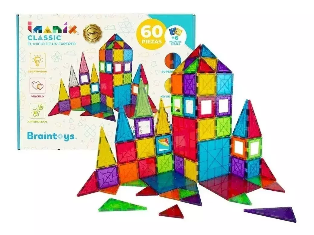 Juego Bloques Magnéticos Braintoys Imanix Classic 60 Piezas-0