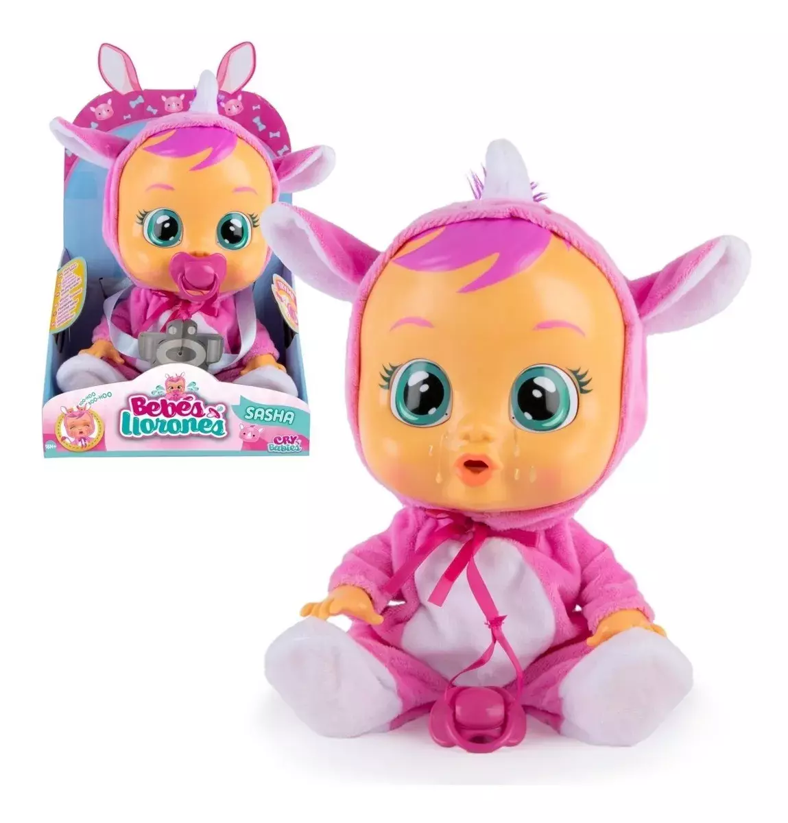 Cry Babies Sasha Rinoceronte Rosa - Bebes Llorones-2