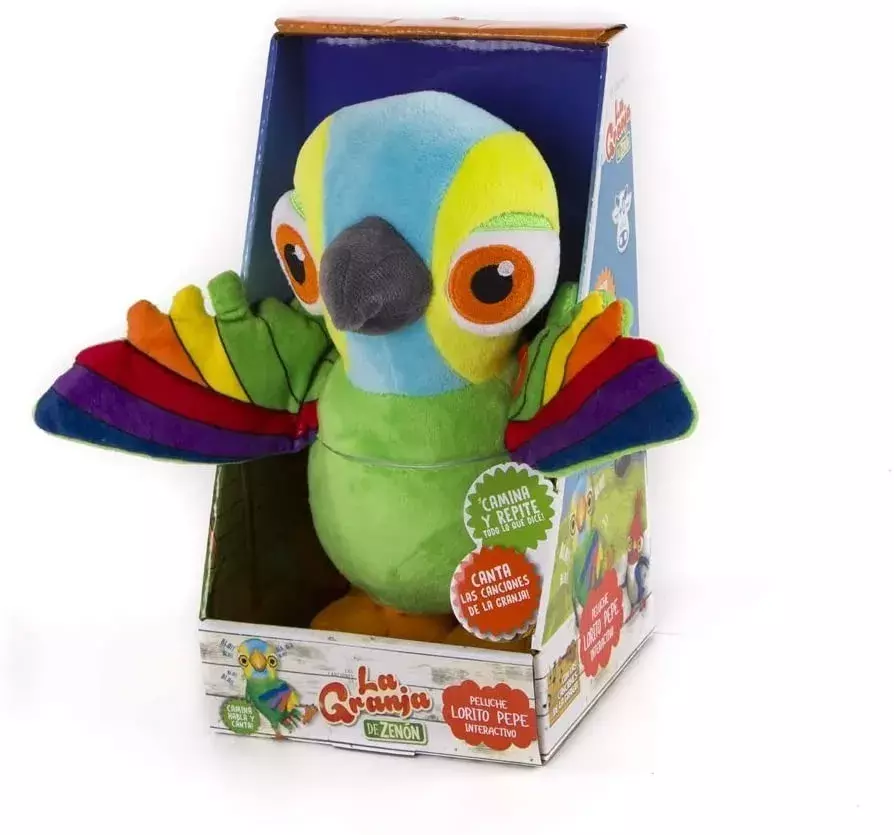 Peluche Lorito Pepe Musical Granja Zenón 33x27cm-0