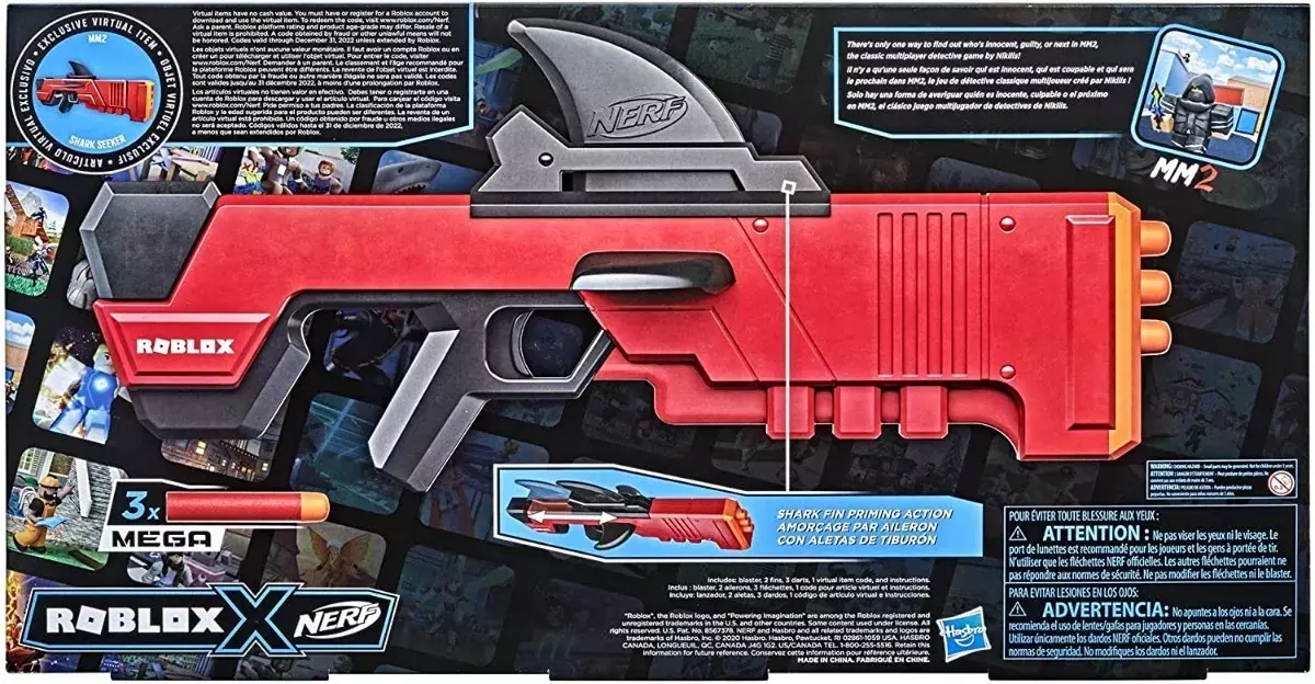 Lanzador Nerf Roblox Shark Seeker Mm2 Dardos-4