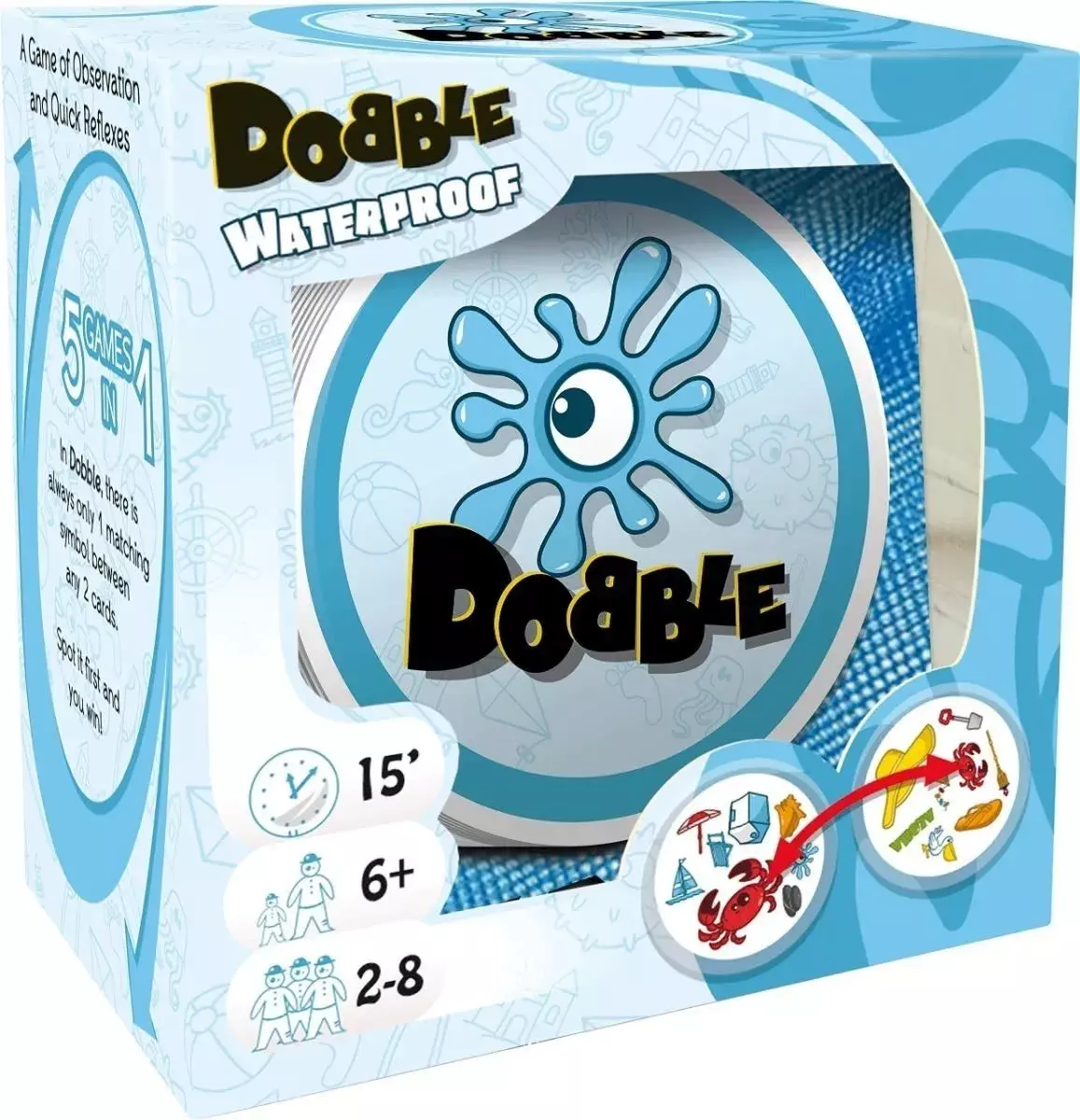 Juego Dobble Beach - Resistente Al Agua - Juego de Mesa -0