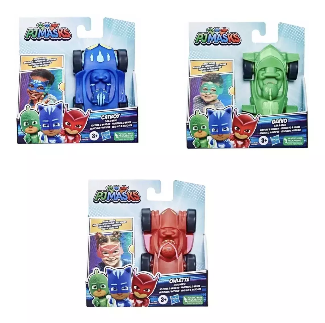 Pack 3 Vehiculos + Mascaras Pj Masks - Catboy Gekko Owlette-0