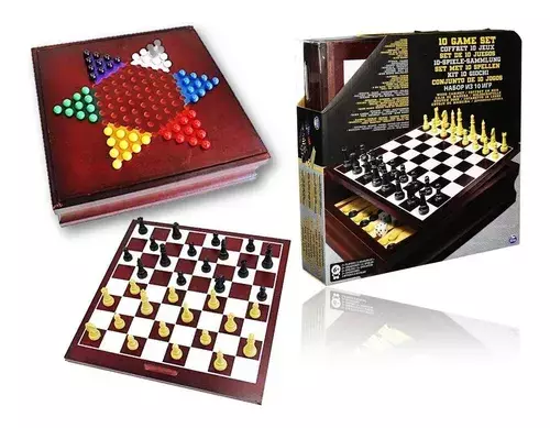 10 Juegos Clasicos Madera Ajedrez Damas Backgammon-1