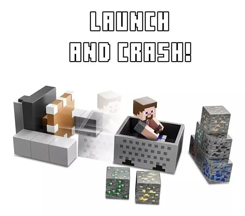 Minecraft Playset Figura Mayhem Steve - Lanza Y Choca-1