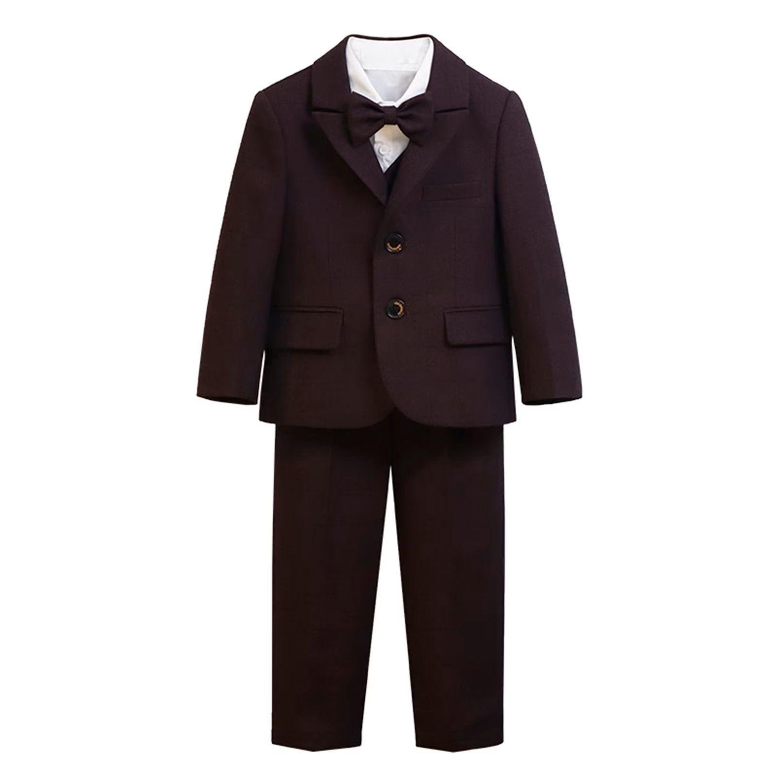 Traje Infantil 5 Piezas Color Vino-3