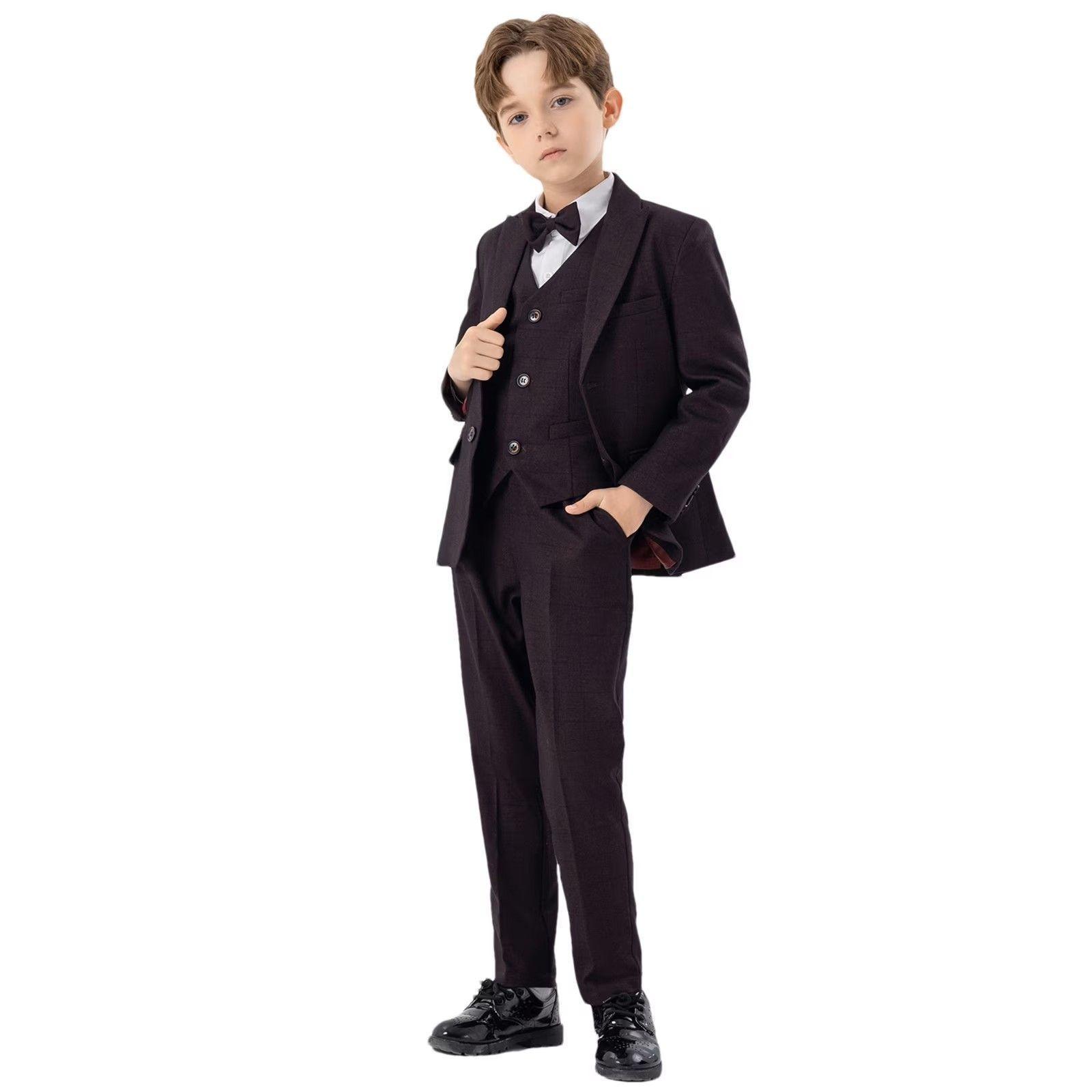 Traje Infantil 5 Piezas Color Vino-7