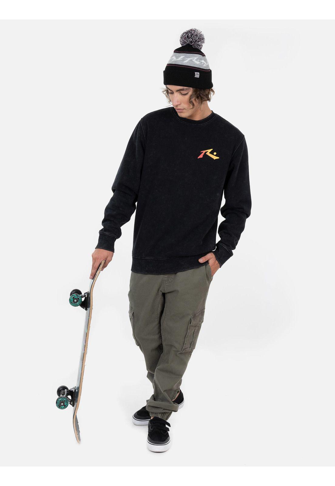 Poleron R SURF SHOP CREW Hombre Negro Rusty-4