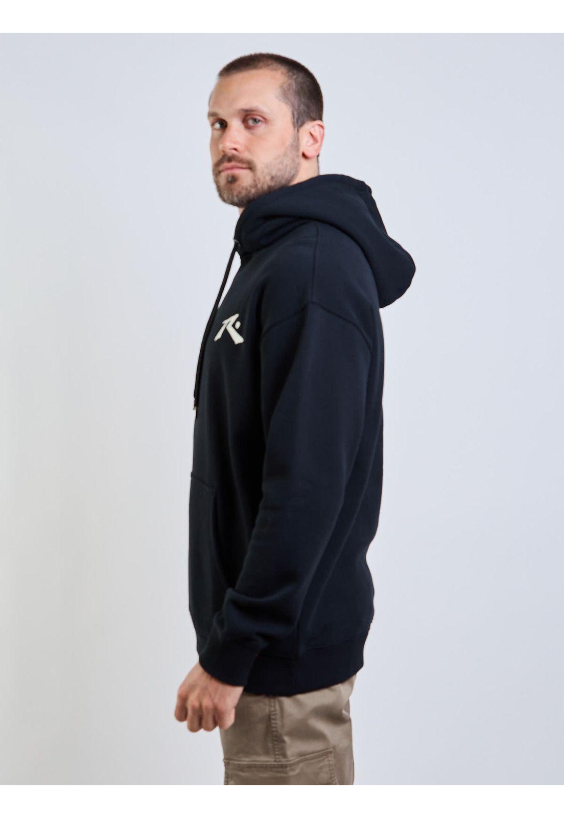 Poleron Canguro R Logo Hoodie Negro Hombre Rusty-2