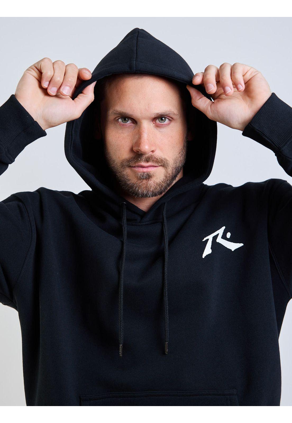 Poleron Canguro R Logo Hoodie Negro Hombre Rusty-4