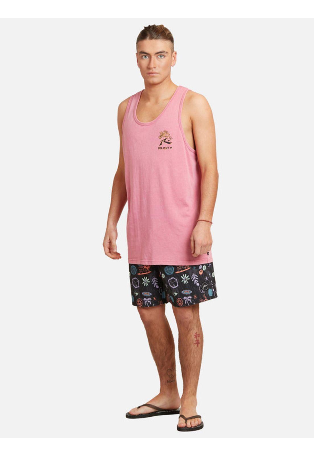 Polera Mental Control Acid Tank Rosado Hombre Rusty-3
