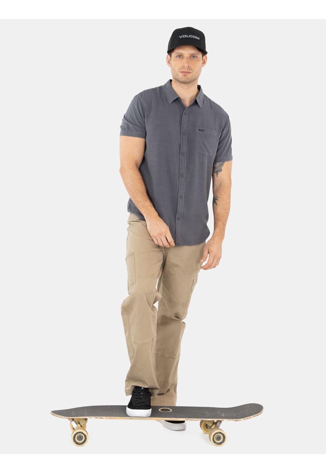 Camisa MC Barlo Gris Hombre Volcom-3