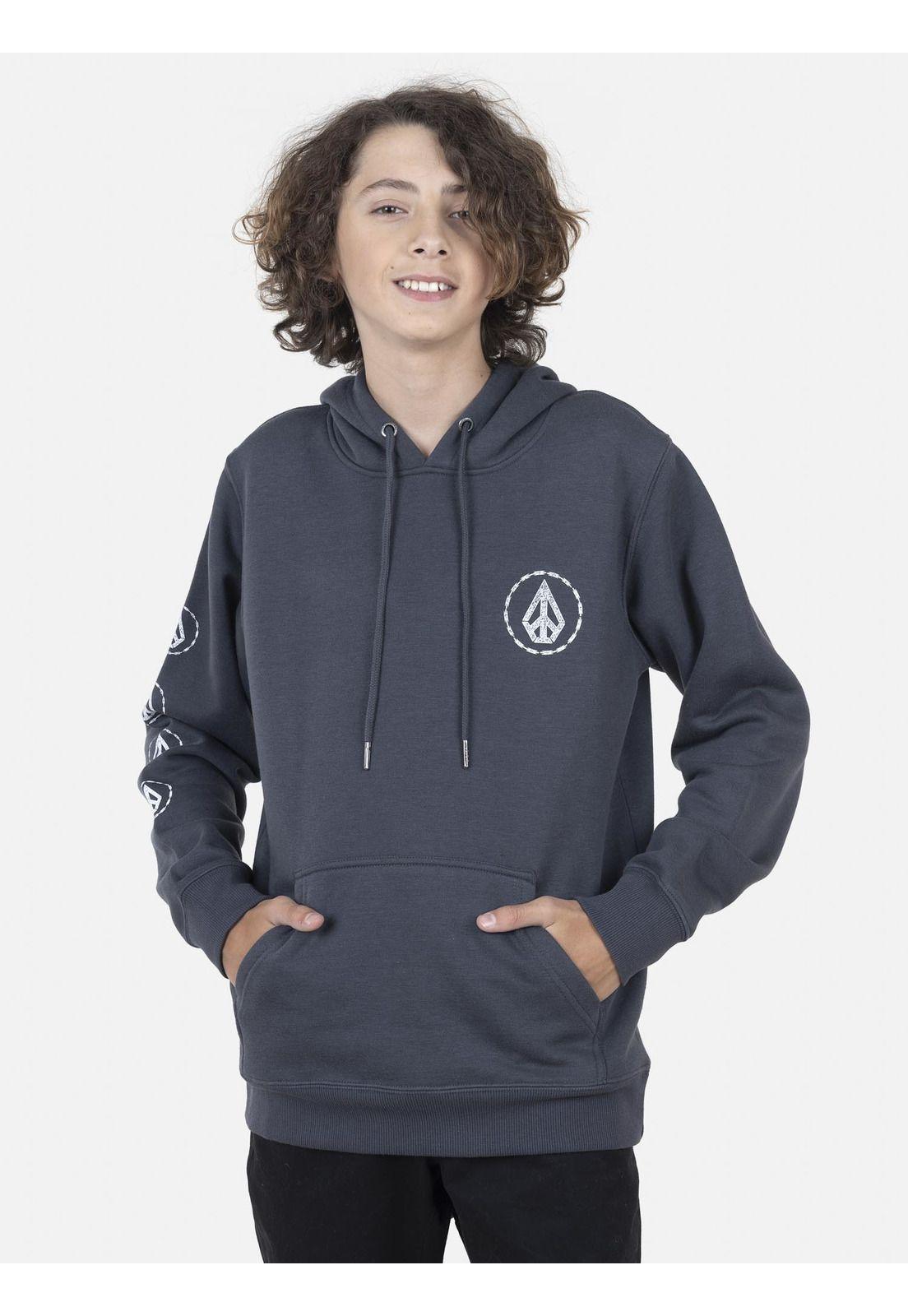 Poleron Juvenil RAZOR Gris Oscuro Volcom-0